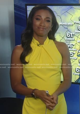 Brittany's yellow twist neck dress on Good Morning America