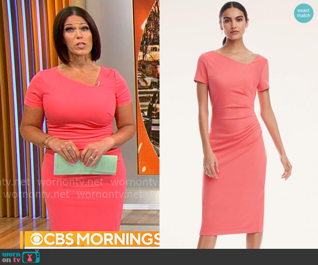 Brooks Brothers Ponte Knit Ruched Dress worn by Dana Jacobson on CBS Mornings