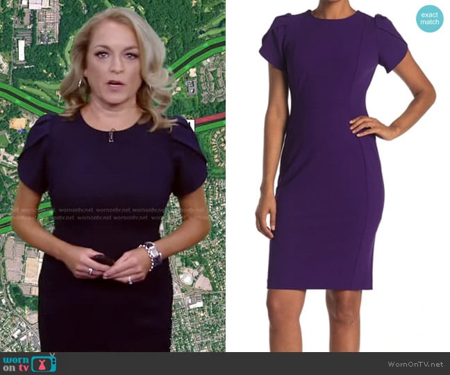 Calvin Klein Tulip-Sleeve Sheath Dress worn by Katie McGee on Good Morning America