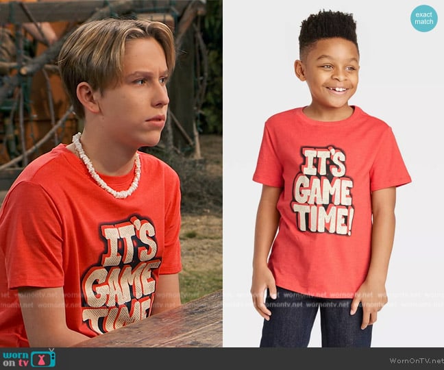 Cat & Jack It's Game Time Graphic T-Shirt worn by Jake (Luke Busey) on Bunkd