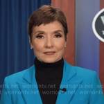 Catherine Herridge’s blue double-breasted blazer on CBS Mornings