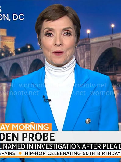 Catherine Herridge’s blue double-breasted blazer on CBS Mornings