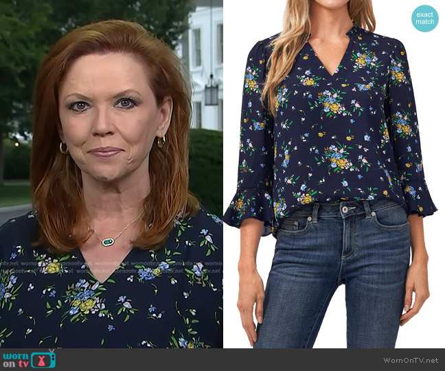 WornOnTV: Kelly O’Donnell’s navy floral top and necklace on Today ...