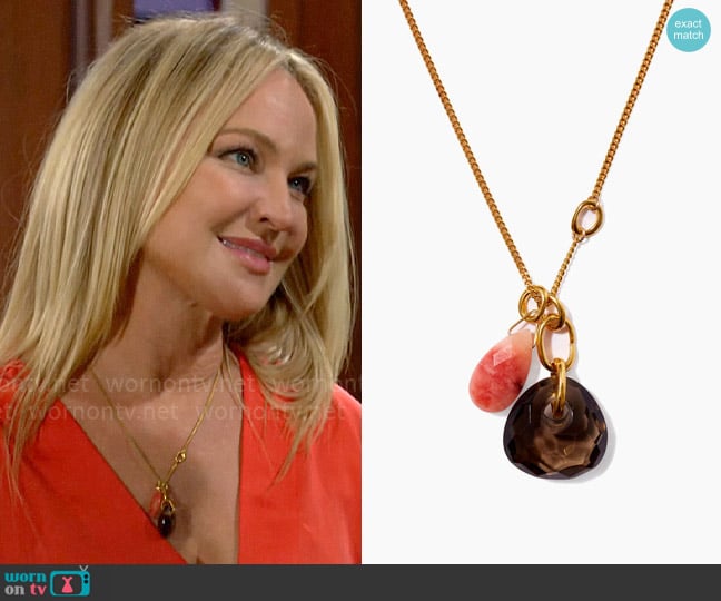 Chan Luu Smoky Quartz Mix Charm Necklace worn by Sharon Newman (Sharon Case) on The Young and the Restless