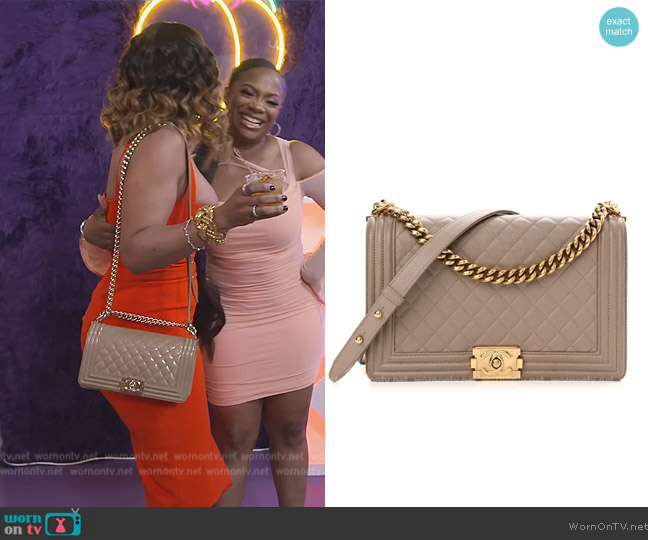 Chanel Caviar Quilted New Medium Boy Flap Dark Beige worn by Monyetta on The Real Housewives of Atlanta