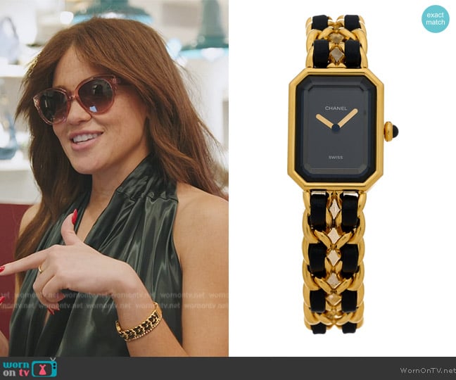 Chanel Stainless Steel Lambskin 20mm Chain Premiere Quartz Watch Gold worn by Brynn Whitfield on The Real Housewives of New York City