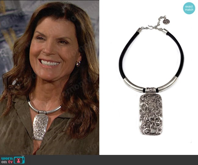 Chanour Confused Pewter Necklace worn by Sheila Carter (Kimberlin Brown) on The Bold and the Beautiful