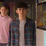 Charlie’s blue plaid overshirt on Heartstopper