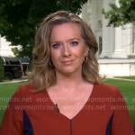 Christina Ruffini’s brick red v-neck dress on CBS Mornings