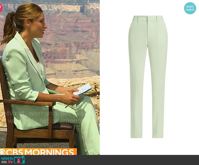 Cinq a Sept Kerry Pant in Celadon worn by Stephanie Abrams on CBS Mornings