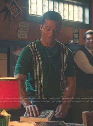 Clay's green striped polo shirt on Riverdale