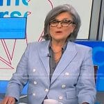 Cynthia McFadden's blue double breasted blazer on NBC News