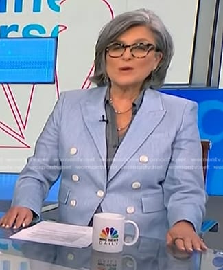 Cynthia McFadden’s blue double breasted blazer on NBC News