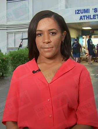 Dana Griffin's pink short sleeve button blouse on NBC News Daily