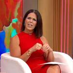 Dana Jacobson’s red sleeveless dress on CBS Mornings