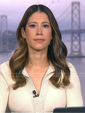 Deirdre’s white ribbed top on NBC News Daily