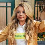 Destiny’s orange satin bomber jacket on Bunkd