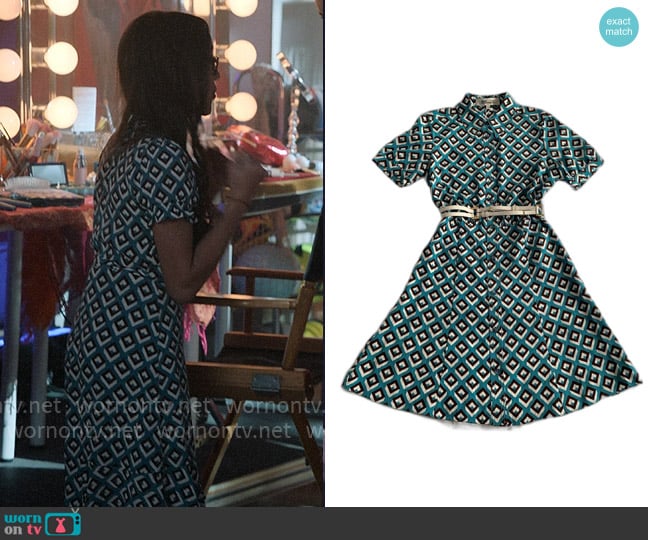 Diane von Furstenberg Geometric Print Dress worn by Emmy (Liamani Segura) on High School Musical The Musical The Series