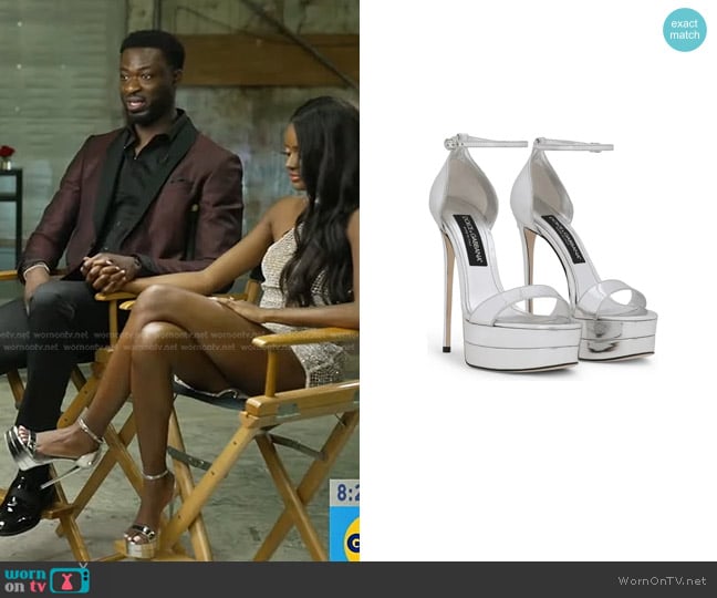 Dolce & Gabbana Metallic Leather Platform Sandals worn by Charity Lawson on Good Morning America