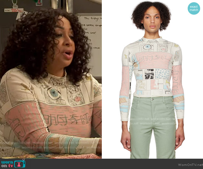 WornOnTV: Raven's pink print mesh top on Ravens Home, Raven-Symoné