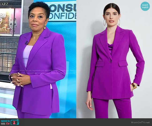 WornOnTV: Sharon Epperson’s purple side slit blazer and pants on Today ...