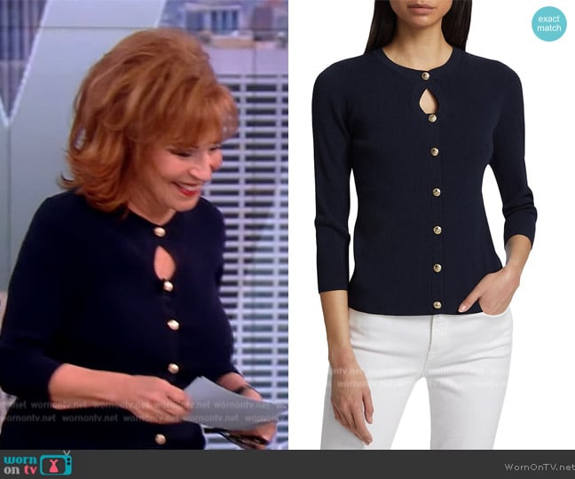 Elie Tahari The Mara Keyhole Cardigan worn by Joy Behar on The View