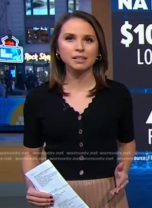 Elizabeth’s black scalloped cardigan on Good Morning America