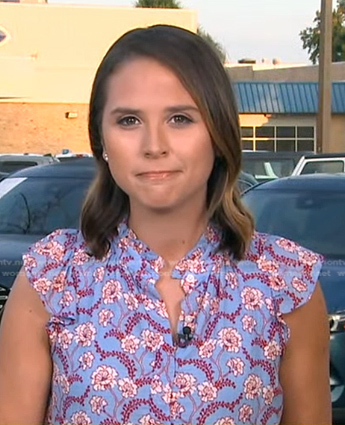 Elizabeth’s blue floral top on Good Morning America