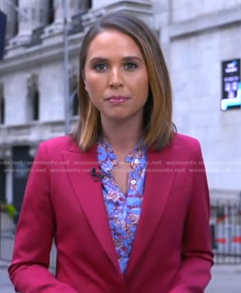 Elizabeth’s blue floral top on Good Morning America