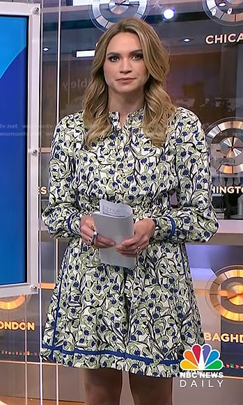 Ellison's floral print long sleeve dress on NBC News Daily