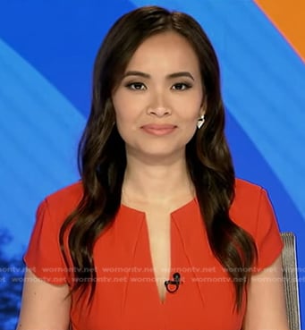 Em Nguyen's red v-neck dress on Good Morning America