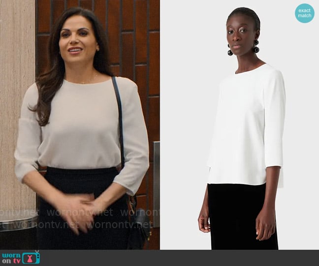 Emporio Armani Envers-satin Top worn by Lisa Trammell (Lana Parrilla) on The Lincoln Lawyer