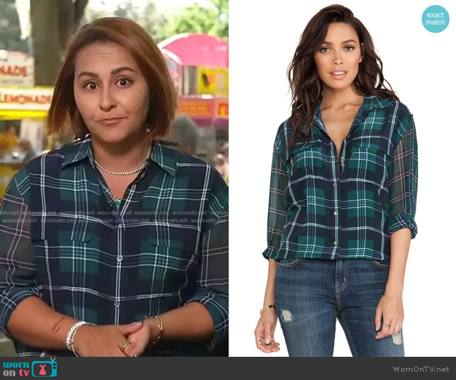 Equipment Signature Prepster Plaid Blouse in Pine Multi worn by Ali Vitali on NBC News Daily