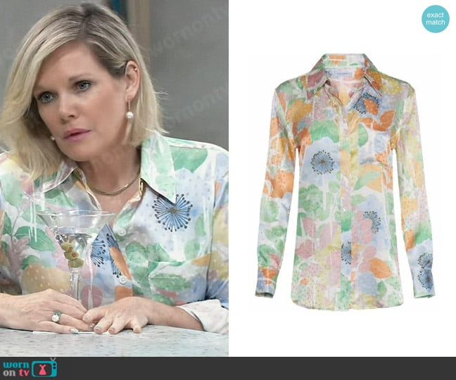 Equipment Bradner Shirt in Nature White Multi Muted Floral worn by Ava Jerome (Maura West) on General Hospital