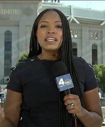 Erica Byfield's black lace-up shoulder top on NBC News Daily