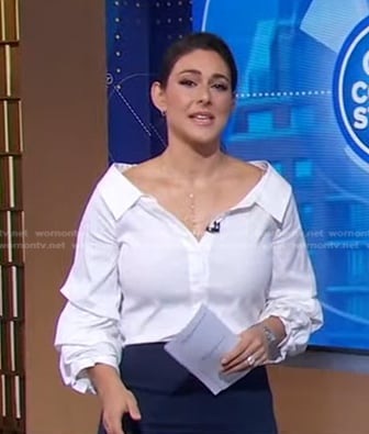 Erielle’s white off-shoulder shirt on Good Morning America