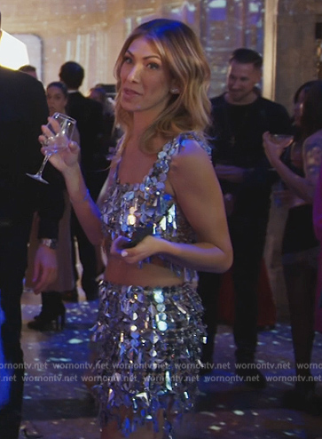 Erin's silver chain top and mini skirt on The Real Housewives of New York City