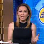 Eva’s black ruched top and satin pants on Good Morning America