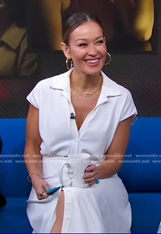 Eva's white short sleeve shirtdress on Good Morning America