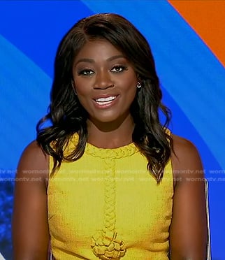 Faith Abubéy's yellow braided trim dress on Good Morning America