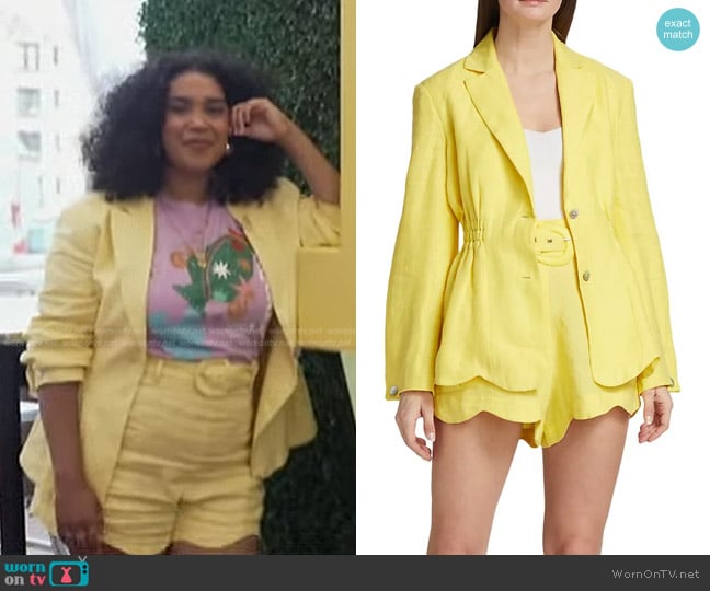 Farm Rio Peplum Linen Blazer and Shorts worn by Elizabeth Acevedo on Good Morning America