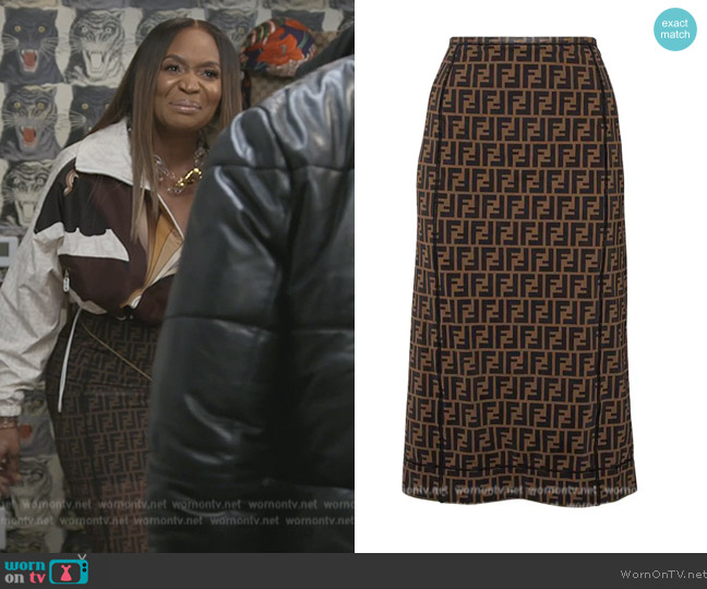 Fendi Monogram Logo Skirt worn by Marlo Hampton on The Real Housewives of Atlanta