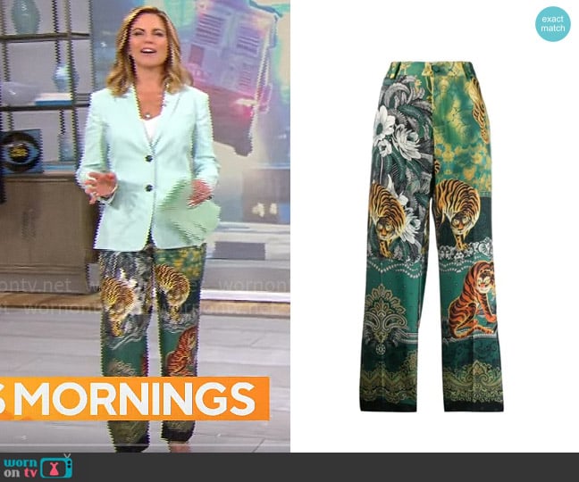 For Restless Sleepers Tiger Jungle Print Trousers worn by Natalie Morales on CBS Mornings