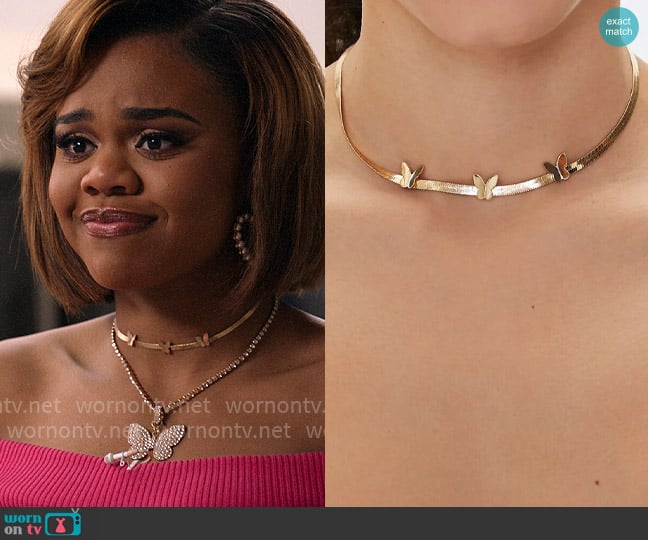 Forever 21 Butterfly Snake Chain Necklace worn by Kourtney (Dara Renee) on High School Musical The Musical The Series