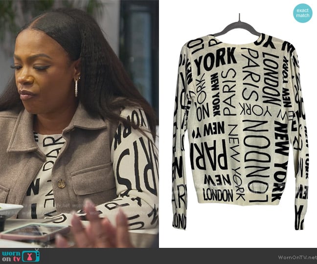 Forever 21 Capital City Print Sweater worn by Kandi Burruss on The Real Housewives of Atlanta