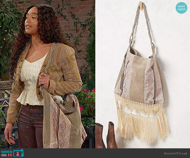 Free People Light My Fire Tote worn by Talia Hunter (Aketra Sevellian) on Days of our Lives