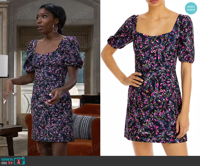 French Connection Flores Whisper Mini Dress worn by Trina Robinson (Tabyana Ali) on General Hospital