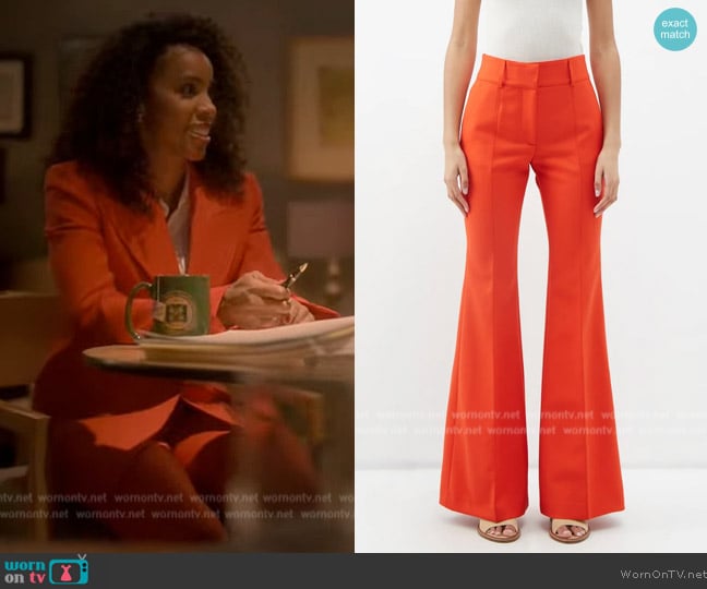 Gabriela Hearst Rhein flared-leg wool trousers worn by Kelly Rowland (Kelly Rowland) on Grown-ish