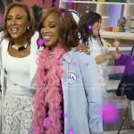 Gayle King’s purple buttoned v-neck dress on Good Morning America