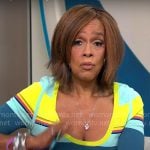 Gayle King’s striped multi-color dress on CBS Mornings